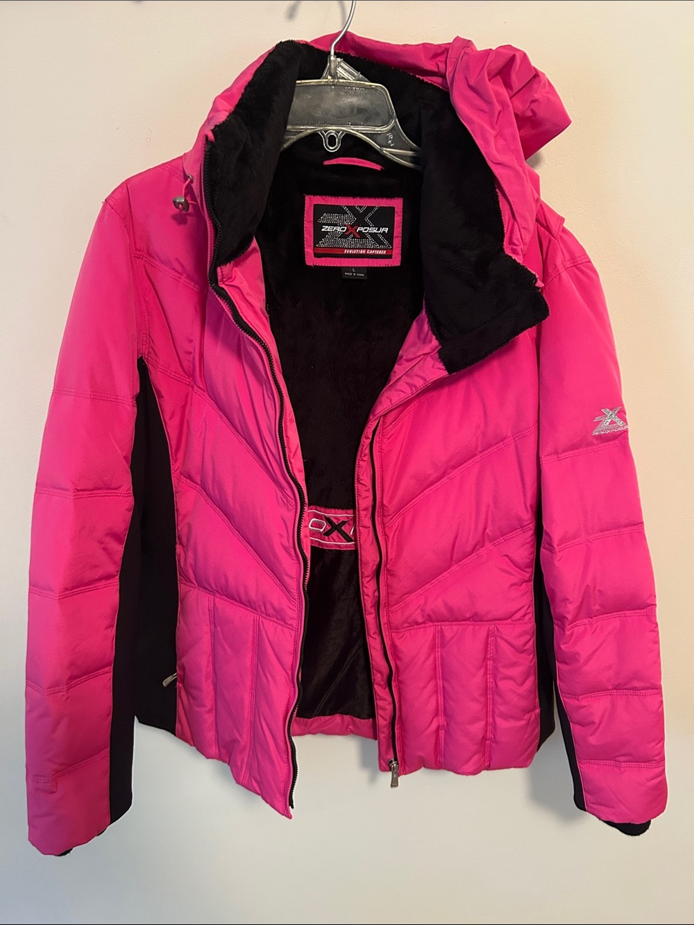ZeroXposur Hot Pink and Black Hooded Puffer Coat